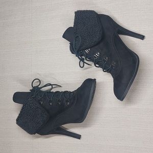 Kardashian Kollection Heels Size 8 Black Faux Fur 4.5" Heel